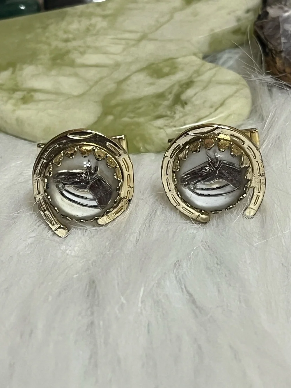 Vintage Glass Horse Cuff Links